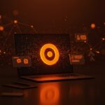 Cierre de la aplicación Messenger desktop de Meta en 2026 representado con laptop y logos desvaneciéndose en un entorno tecnológico moderno para startups.