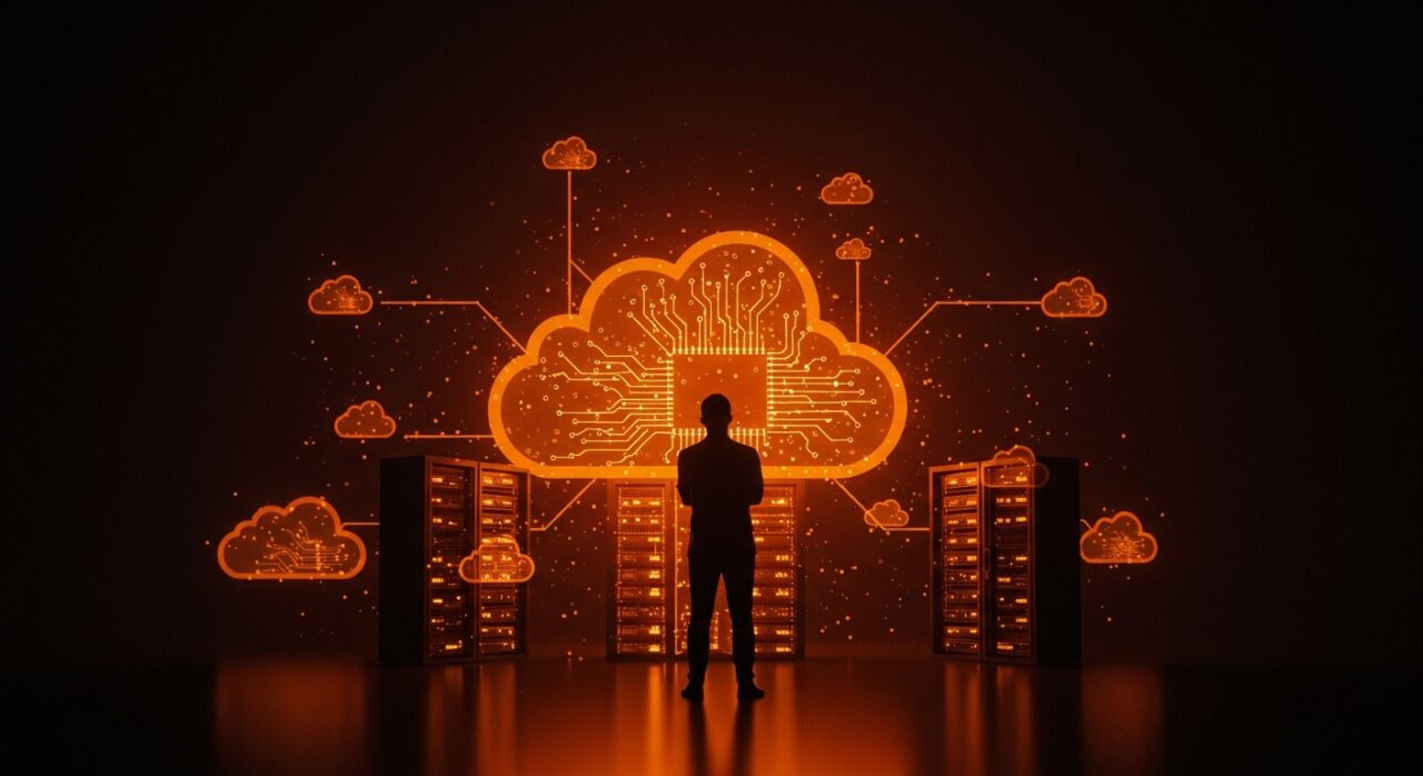 Adquisición de Koyeb por Mistral AI con representaciones visuales de infraestructura cloud e inteligencia artificial para startups tecnológicas.