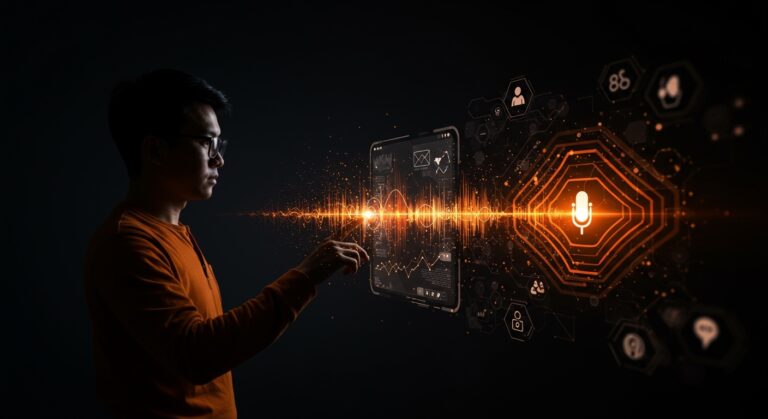 Interfaz holográfica de reconocimiento de voz open source con soporte multiidioma y procesamiento local destacando precisión y privacidad en IA para startups tecnológicas.