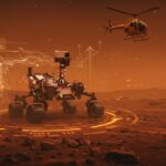 Rover Perseverance de la NASA utilizando el procesador Snapdragon de Ingenuity para navegación autónoma en Marte, destacando innovación robótica y exploración espacial.