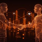 Adquisición tecnológica de startup israelí Tavily por Nebius representada con elementos visuales de inteligencia artificial y agentes autónomos en paleta naranja y negro.