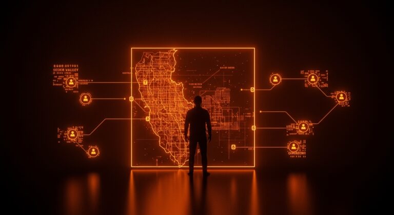 Neorreaccionarios en Silicon Valley influyendo en la cultura tecnológica y gobernanza corporativa representados con metáforas digitales y paleta Ecosistema Startup.