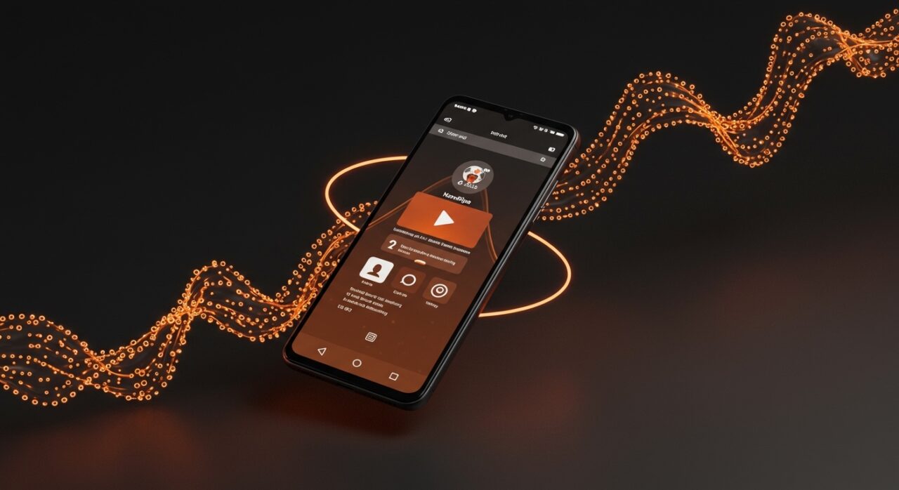 Interfaz de NewPipe en smartphone Android mostrando reproducción de video sin anuncios, simbolizando privacidad digital y aplicación open source.
