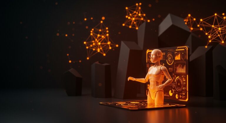 Agente autónomo emergiendo de una interfaz digital que simboliza la adquisición de OpenClaw por OpenAI y la evolución hacia IA empresarial avanzada.