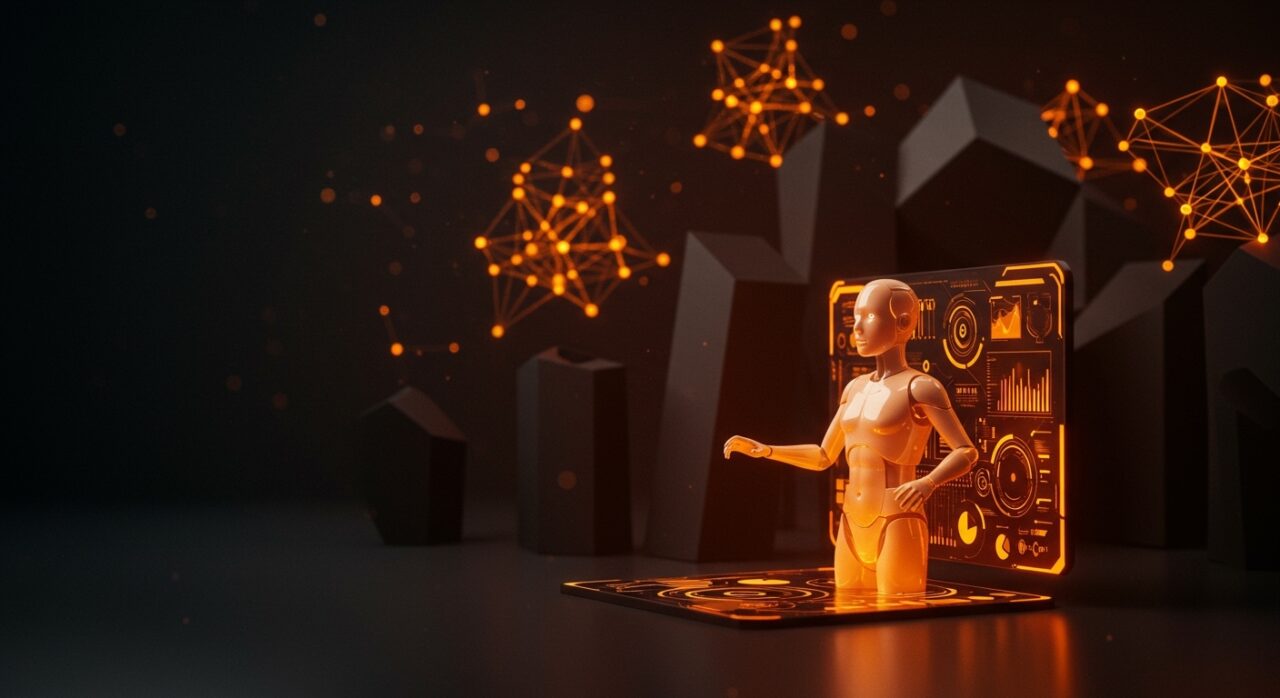 Agente autónomo emergiendo de una interfaz digital que simboliza la adquisición de OpenClaw por OpenAI y la evolución hacia IA empresarial avanzada.