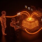 Arquitectura stateful para agentes IA empresariales con OpenAI y AWS en un entorno tecnológico futurista.