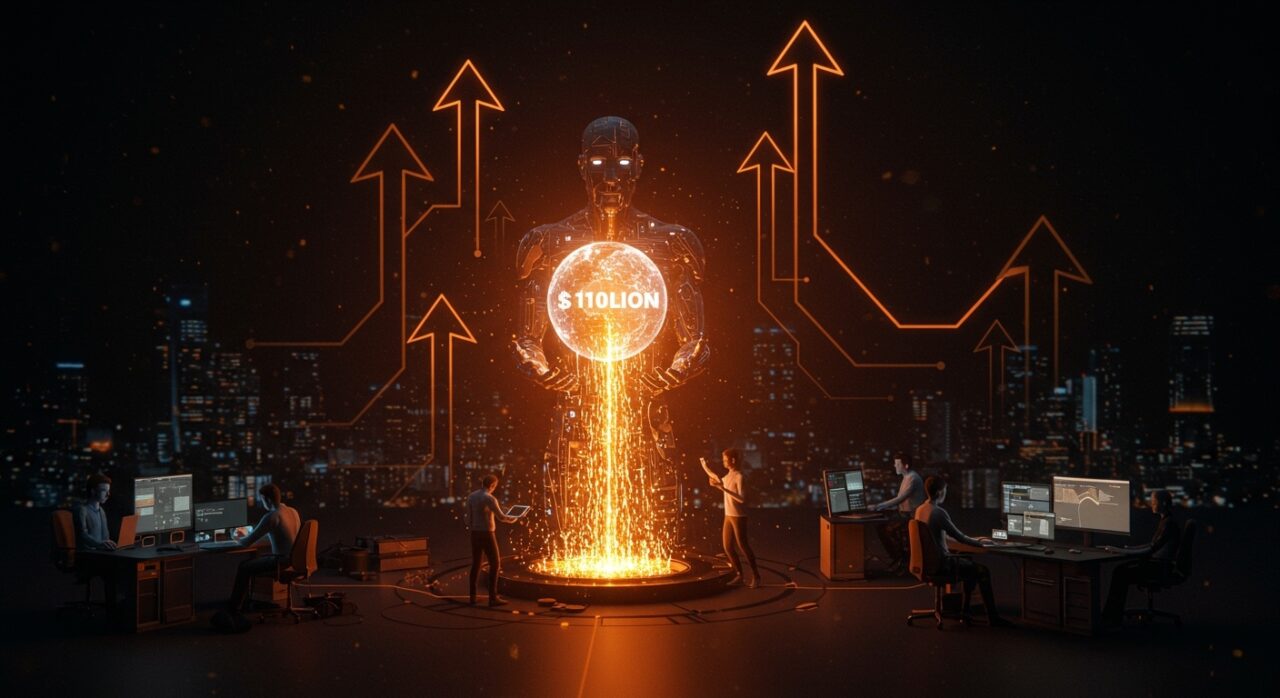 OpenAI recibiendo la histórica inversión de 110 mil millones para impulsar la democratización de la inteligencia artificial y el crecimiento de startups tecnológicas.