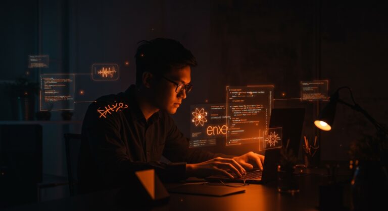 Programador utilizando operaciones atómicas UNIX para programación concurrente thread-safe en sistemas automatizados para startups tecnológicas.