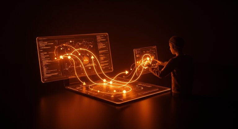 Visualización de pathfinding recursivo mostrando patrones algorítmicos para automatización en desarrollo de software con paleta Ecosistema Startup.