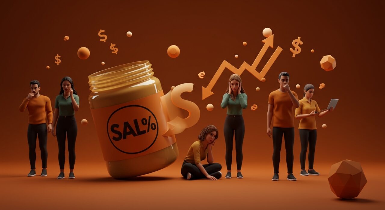 Ilustración conceptual de aumentos salariales uniformes afectando la retención de talento en startups tecnológicas.