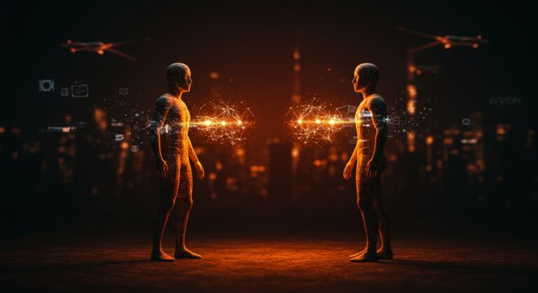 Conflicto ético en inteligencia artificial entre el Pentágono y Anthropic ilustrado con metáforas visuales de tecnología militar e innovación de IA.