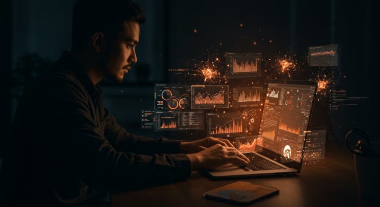 Fundador tecnológico utilizando complemento IA open-source para automatizar análisis en Excel, destacando productividad y automatización.