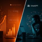 Comparativa visual entre Pinterest y ChatGPT en búsquedas y resultados financieros con enfoque en métricas y estrategia para startups tecnológicas.