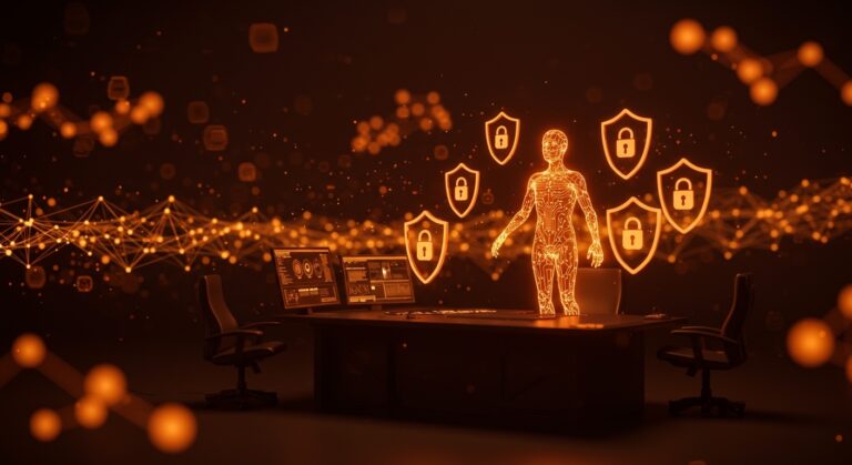 Seguridad integral para agentes de IA con Pipelock, mostrando protección avanzada y monitoreo en un entorno digital futurista.