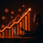 Valuación de $8 mil millones de Plaid reflejada en gráficos digitales ascendentes y fundador fintech, destacando la venta de acciones y crecimiento en startups de infraestructura.