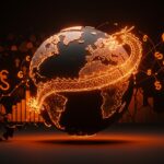 Análisis visual de la convergencia económica global y el impacto de China y el colapso de commodities, con metáforas para países ricos y pobres y startups latinoamericanas.