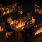 Visualización futurista de startup usando PostgreSQL con IA aplicada y extensiones pgvector y TimescaleDB para simplificar infraestructura y acelerar desarrollo tecnológico en 2026.