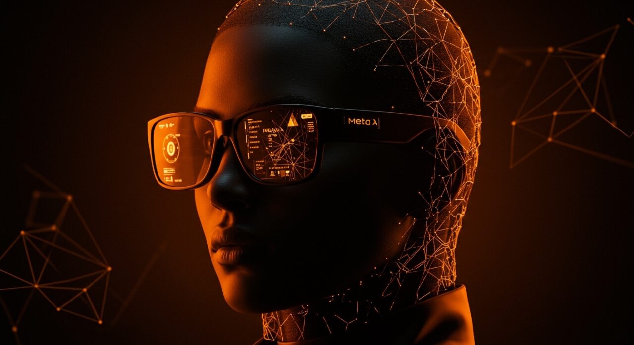 Gafas inteligentes premium Prada y Meta AI fusionando moda de lujo e innovación tecnológica en wearable AI.