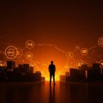 Visualización de protocolos descentralizados frente a servicios centralizados en comunicación digital para startups, simbolizando privacidad y soberanía digital.