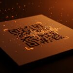 QR code impreso en papel con onda de audio holográfica, representando visión por computadora y reproducción de audio en innovación tecnológica.