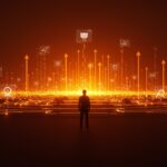 Búsqueda AI en Reddit simbolizada por una silueta frente a un horizonte digital, destacando oportunidades para startups y optimización en discovery digital.