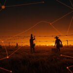 Redes telefónicas rurales descentralizadas creadas con alambre de púas, ilustrando innovación en telecomunicaciones rurales y tecnología alternativa.