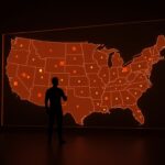 Mapa digital segmentado mostrando redistricting y concentración de poder partidista, simbolizando desafíos regulatorios para startups y founders.