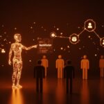 Imagen editorial que representa RentAHuman, la plataforma donde agentes de IA contratan humanos en la economía gig, destacando la automatización y el futuro del trabajo.