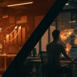 Comparativa visual del liderazgo en startups entre Estados Unidos y Europa, mostrando crecimiento y expansión internacional en revenue.