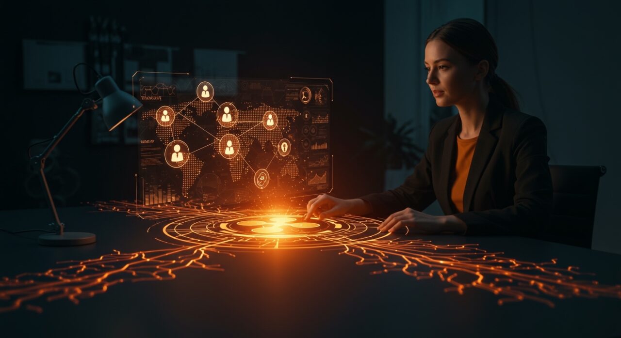 Inversión de Ripple en startup de IA t54 para infraestructura de confianza en DeFi sobre XRPL, imagen conceptual de agentes financieros IA y blockchain fintech.