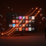 Roku mostrando paquetes de streaming en una pantalla moderna, simbolizando la rentabilidad y tendencia en plataformas OTT.