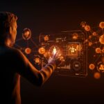 Fundador de startup interactuando con agentes AI que transforman modelos SaaS y la automatización en el software.