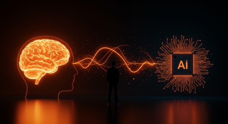 Sam Altman comparando el consumo energético humano y de inteligencia artificial en un entorno editorial con metáforas visuales sobre sostenibilidad y datacenters.