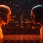 Rivalidad entre Sam Altman y Claude en IA durante el Super Bowl con metáforas visuales de competencia tecnológica entre OpenAI y Anthropic.