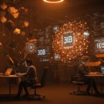 Modelos IA open source de Sarvam AI en un entorno startup innovador, mostrando redes neuronales avanzadas para transformación digital y automatización con inteligencia artificial.