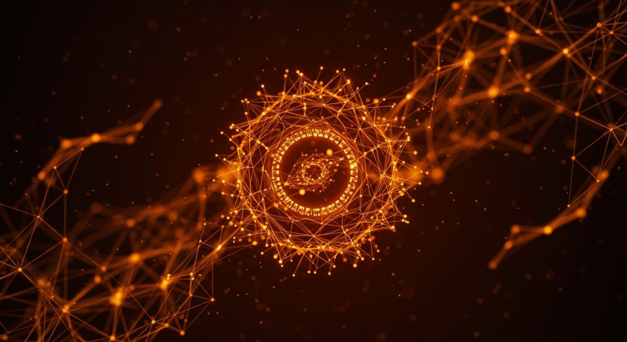 Visualización abstracta de self-attention eficiente en transformers, destacando optimización y reducción de costos en inteligencia artificial para startups.