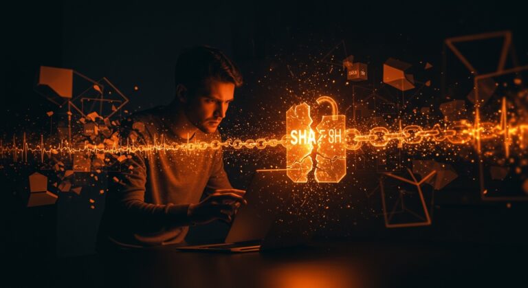 Startup analizando seguridad criptográfica con enfoque en vulnerabilidades SHA-1 y migración a SHA-256 para protección de datos.