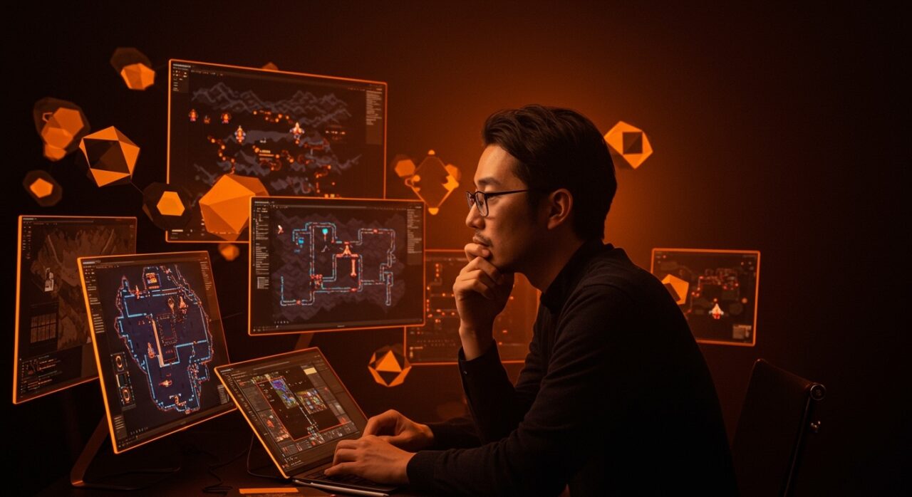 Shutaro Ida trabajando en diseño de videojuegos mostrando liderazgo creativo e innovación en la industria gaming para startups tecnológicas.