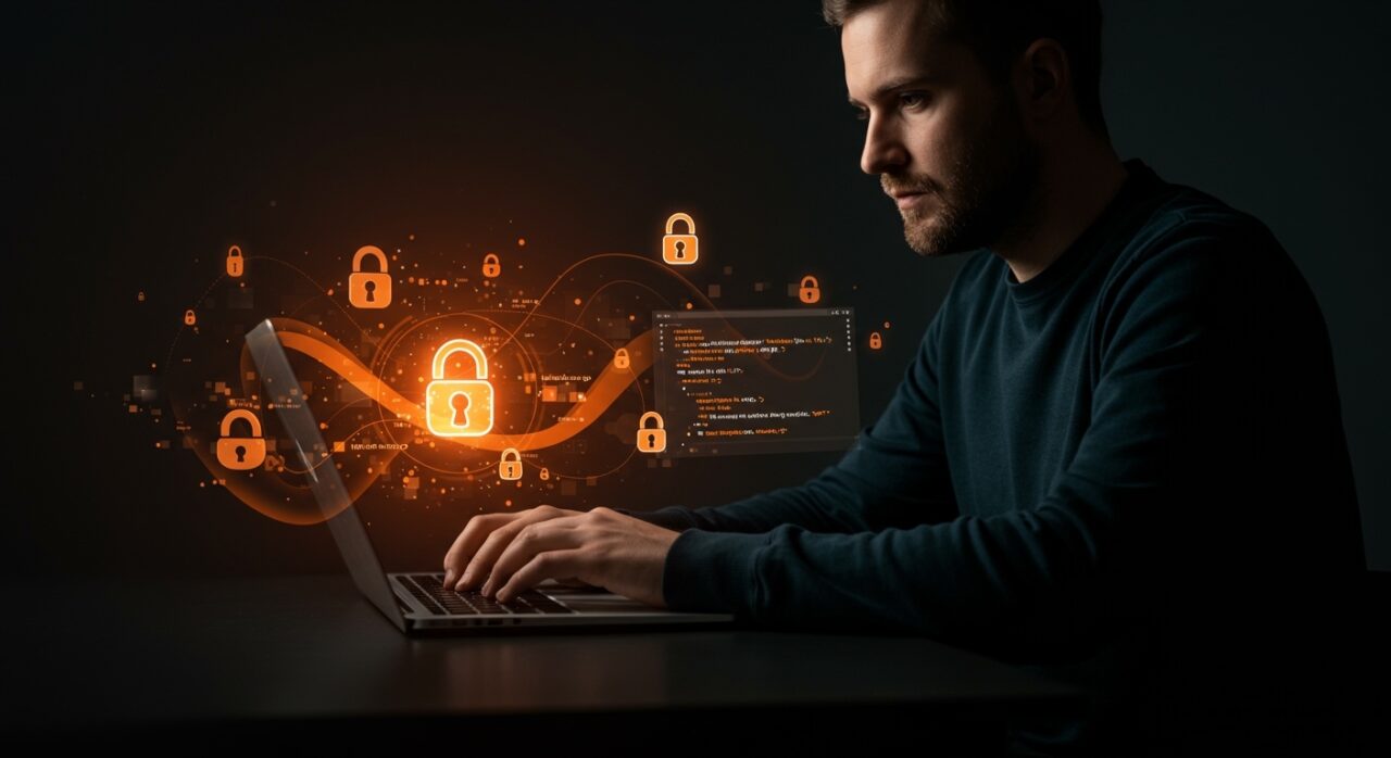 Interfaz visual de un snippet manager seguro offline desarrollado en Rust y Tauri, destacando seguridad y productividad en startups tecnológicas.