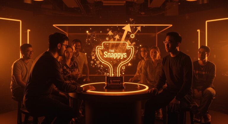 Evento The Snappys de Snapchat para creadores tech simbolizando economía de creadores y crecimiento de startups.