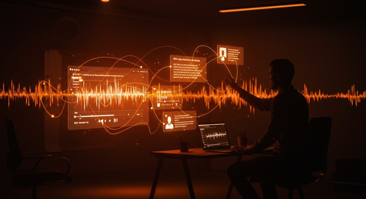 Interfaz digital de Spotify con letras enriquecidas mediante IA, mostrando personalización y engagement tecnológico.