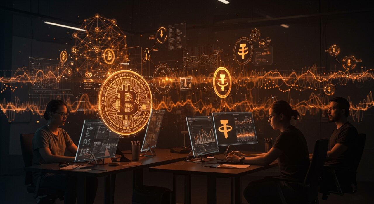 Startup colaborando en protocolos de capa dos sobre Bitcoin para stablecoins usando Taproot Assets y RGB en ecosistema blockchain.