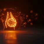 Nanopartículas de oro representando la detección temprana de cáncer de mama con nanotecnología en startup mexicana mi-BiomarK.