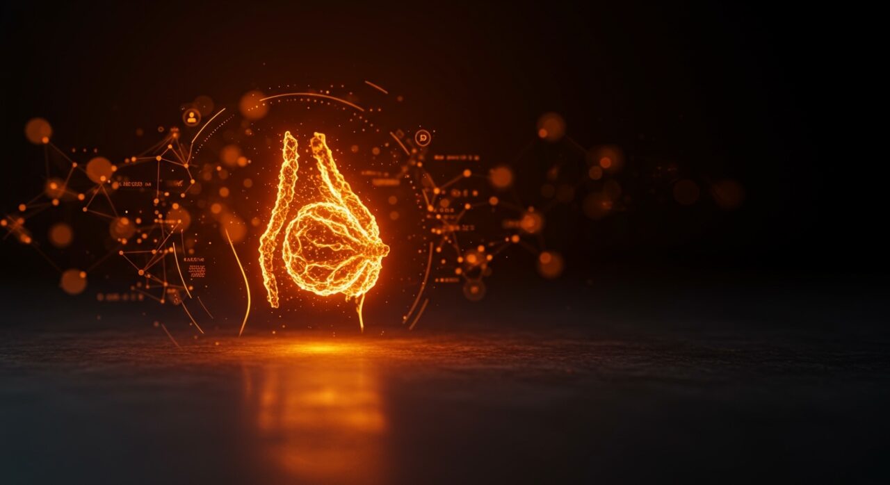 Nanopartículas de oro representando la detección temprana de cáncer de mama con nanotecnología en startup mexicana mi-BiomarK.