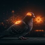 Pájaro con chip cerebral implantado mostrando neurotecnología y control remoto en startup rusa Neiry con enfoque en ética tecnológica.