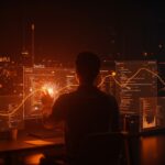 Desarrollador iOS usando inteligencia artificial para optimizar y refactorizar código SwiftUI en un entorno digital de alta tecnología.