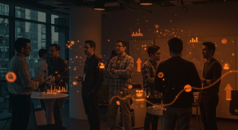 Fundadores e inversores de startups en TechCrunch Founder Summit Boston 2026 realizando networking y colaboración para inversión y crecimiento.