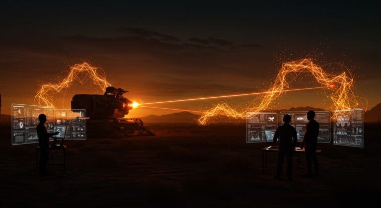 Tecnología antidrones con láser militar y sistemas de defensa, destacando oportunidades para startups tech en seguridad y regulación de drones.