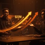 Emprendedores Gen Z de startup africana en defensetech celebrando financiación de 22 millones en ecosistema tecnológico.