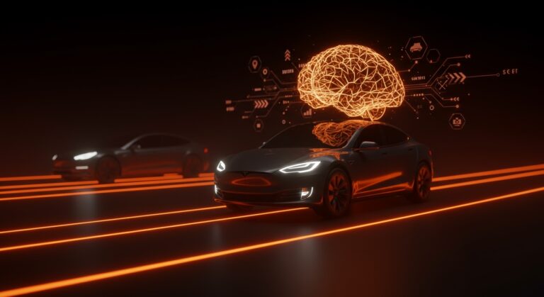 Tesla rebranding con robotaxi Optimus y tecnología IA, representando la innovación en movilidad y salida de modelos tradicionales.